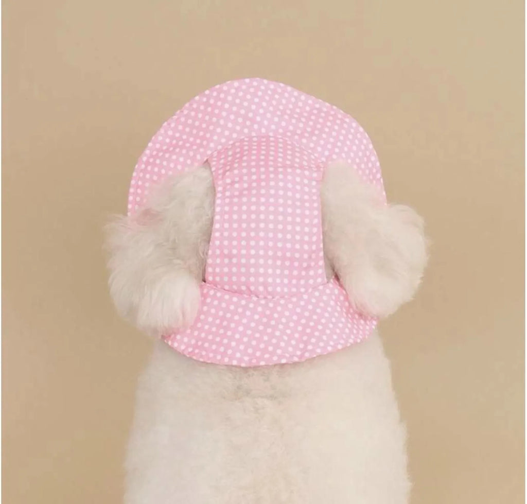 Pink Polka Dot Dog Summer Hat
