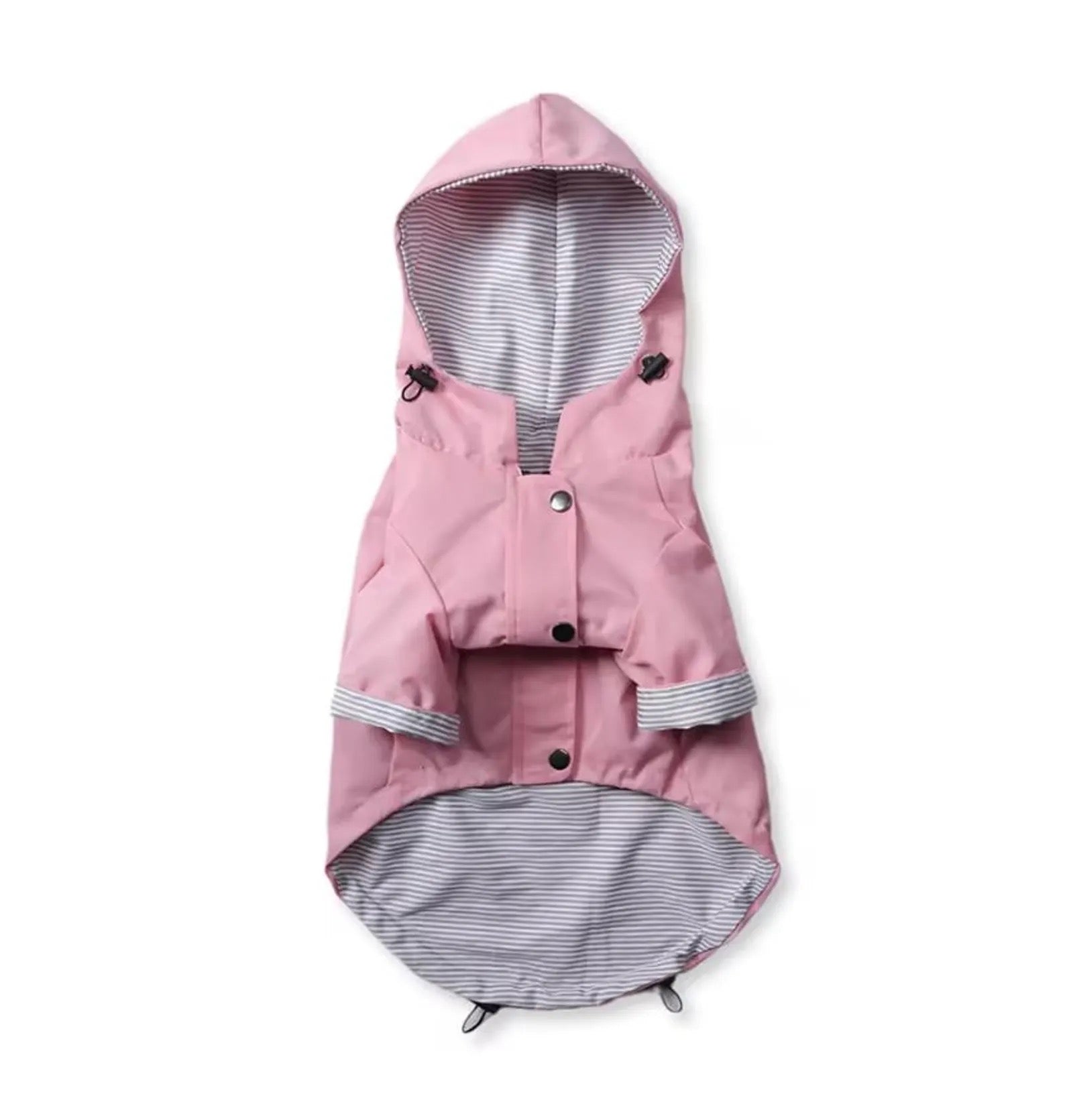 Pink Stripe Dog Raincoat – Waterproof Pet Rain Jacket